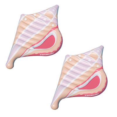 Swimline Inflatable Conch Floating Lounger Raft Mat for Swimming Pool (2 Pack)