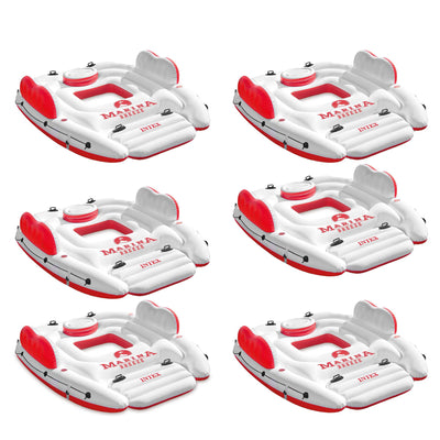Intex Inflatable Marina Breeze Island Lake Raft with Built-In Cooler (6 Pack)