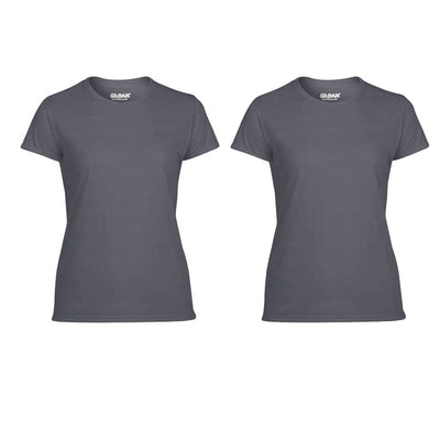 Gildan Missy Fit Womens Large Adult Performance T-Shirt, Charcoal (2 Pack)