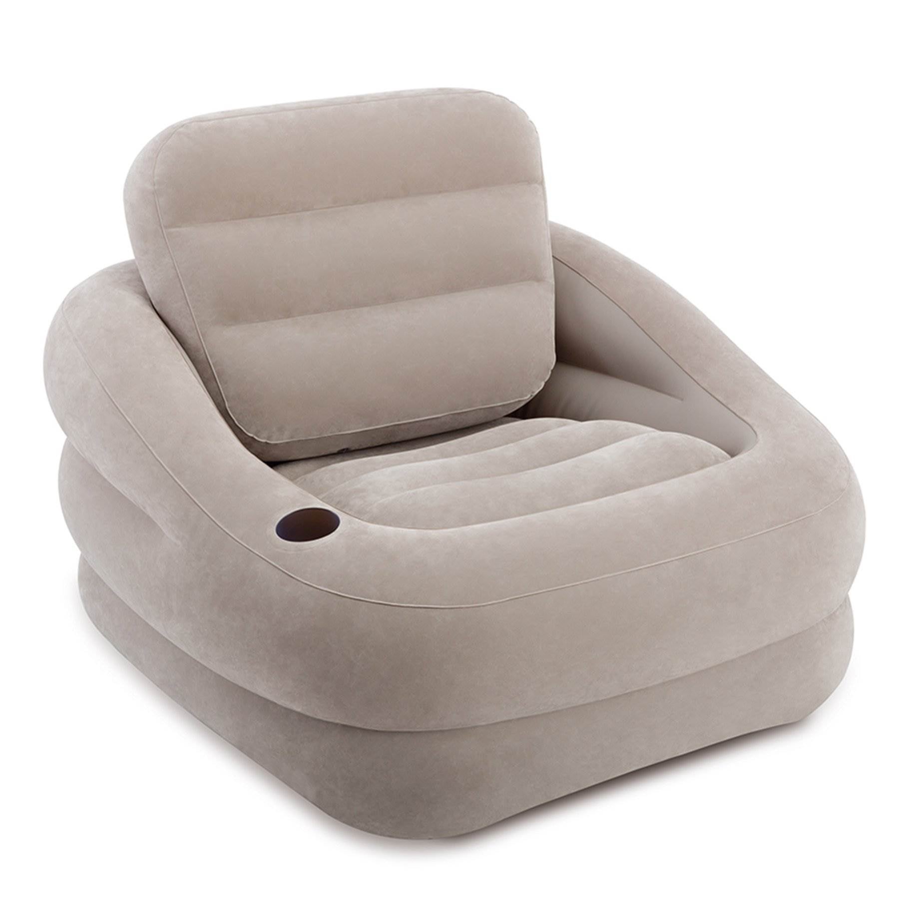 Intex Inflatable Khaki Accent Chair with Cup Holder & Water Base (2 Pack) & Sofa