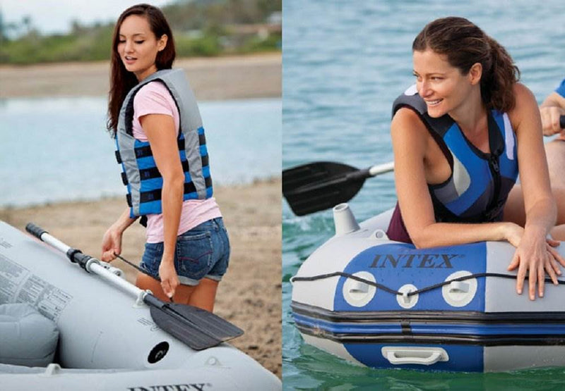 Intex Mariner 3-Person Inflatable River/Lake Dinghy Boat & Oars Set (2 Pack)