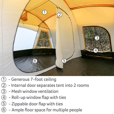 Tahoe Gear Ozark 16-Person 3-Season Cabin Tent, Orange | TGT-OZARK-16-B (2 Pack)