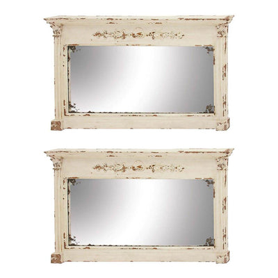 Deco 79 Farmhouse Rustic 59 x 36 Inch Wall Mirror Home Decor, Cream (2 Pack)