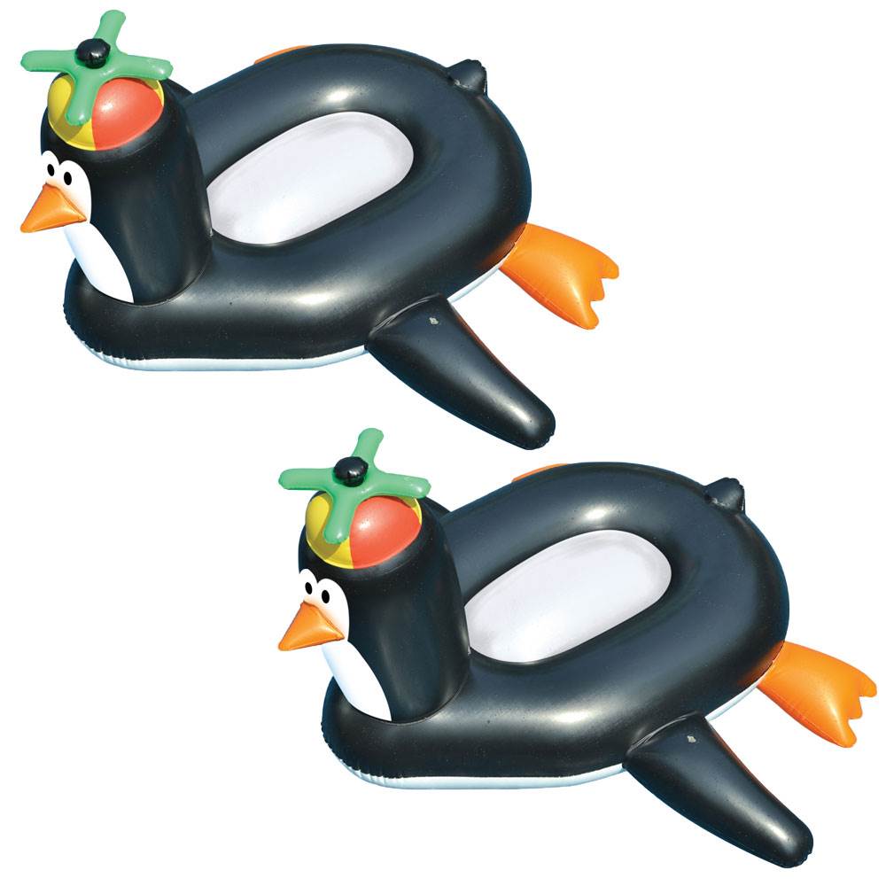 Swimline Swimming Pool Giant Rideable Happy Penguin Inflatable Float (2 Pack)