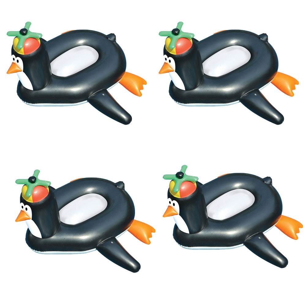 Swimline Swimming Pool Giant Rideable Happy Penguin Inflatable Float (4 Pack)