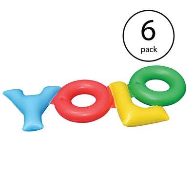 Swimline Inflatable YOLO! Swimming Pool Backyard Fun Raft Float Tube (6 Pack)