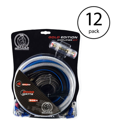 Bullz 4 Gauge 2000W Car Audio Amplifier Installation Power Wiring Kit (12 Pack)