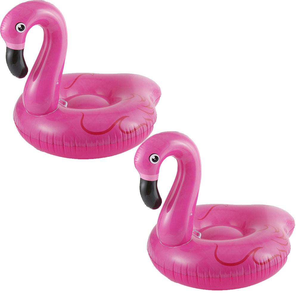 Summer Waves Jumbo Inflatable Pink Flamingo Ride-On Swimming Pool Raft (2 Pack)