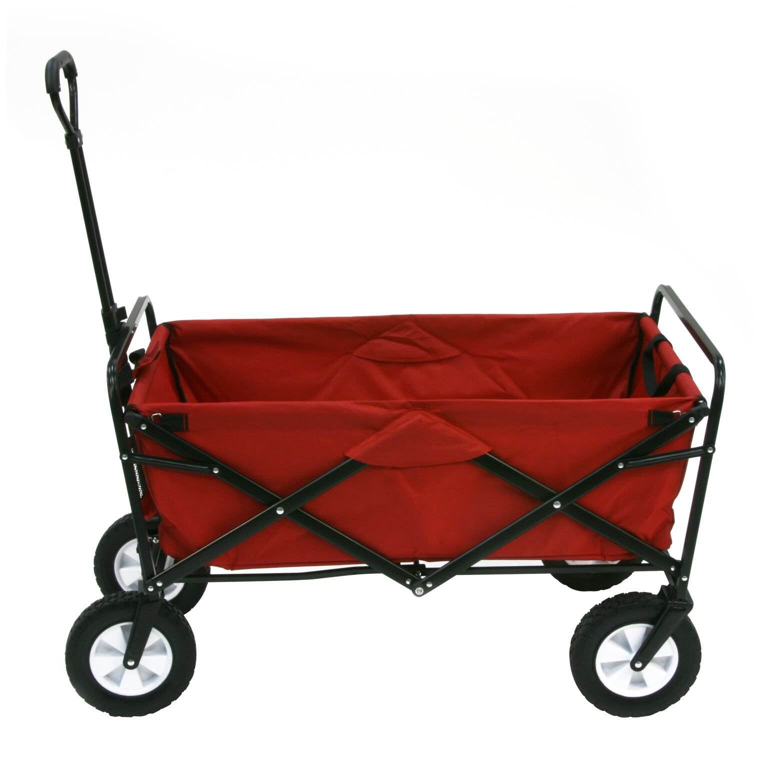Mac Sports Collapsible Folding Steel Frame Outdoor Garden Wagon, Red (2 Pack) - VMInnovations