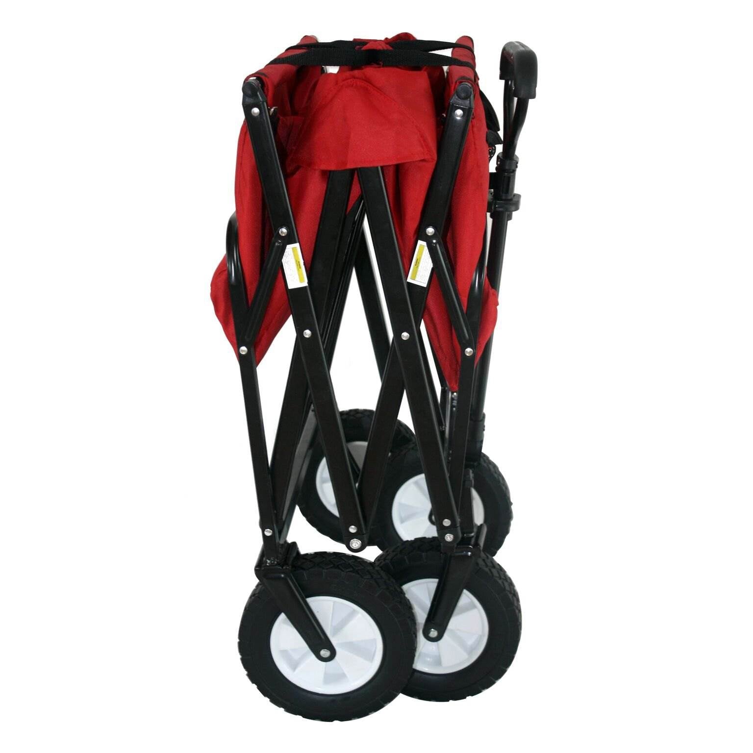 Mac Sports Collapsible Folding Steel Frame Outdoor Garden Wagon, Red (2 Pack) - VMInnovations