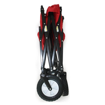 Mac Sports Collapsible Folding Steel Frame Outdoor Garden Wagon, Red (2 Pack) - VMInnovations