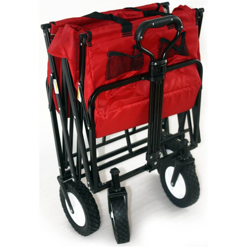 Mac Sports Collapsible Folding Steel Frame Outdoor Garden Wagon, Red (2 Pack)