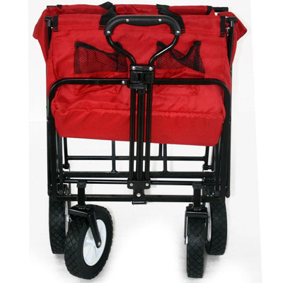 Mac Sports Collapsible Folding Steel Frame Outdoor Garden Wagon, Red (2 Pack) - VMInnovations