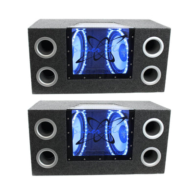Pyramid 10" 1000W Dual Car Audio Subs Box Subwoofers Bandpass w/Neon (2 Pack) - VMInnovations