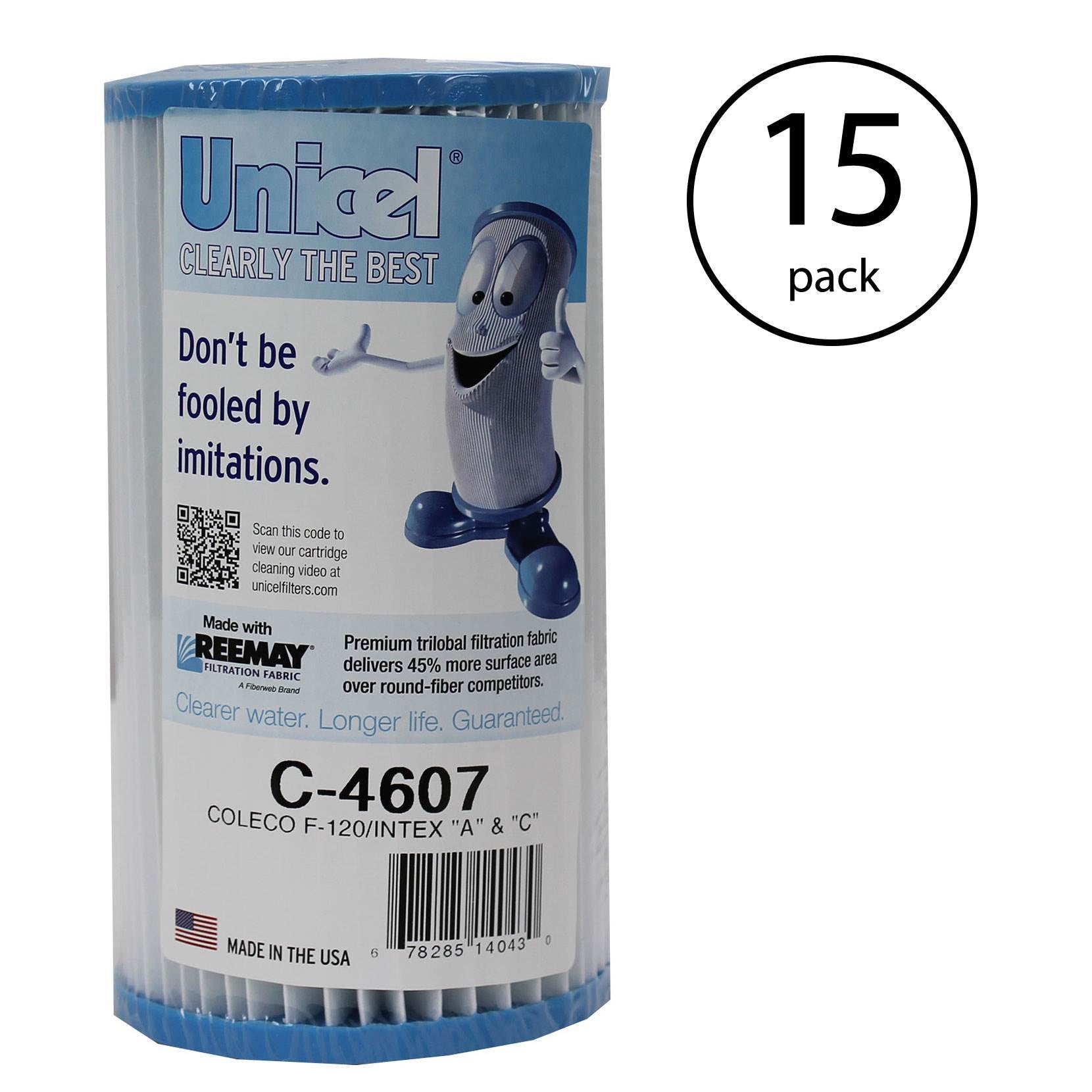 Unicel C-4607 Krystal Klear Replacement Filter for Intex A or C Cartridge (15 Pack)