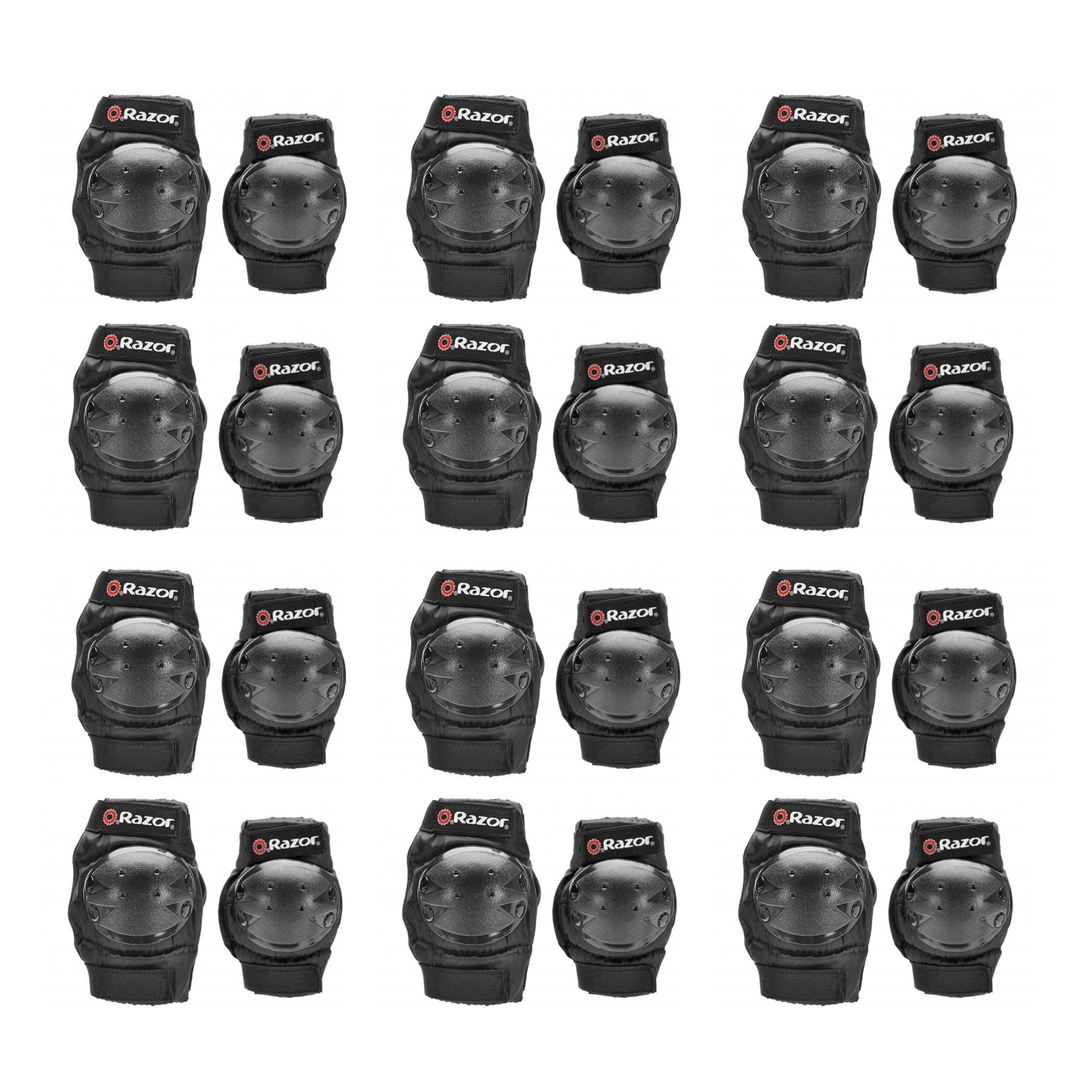 Razor Youth Multi-Sport (2) Elbow & (2) Knee Pad Safety Set - Black (6 Pack)