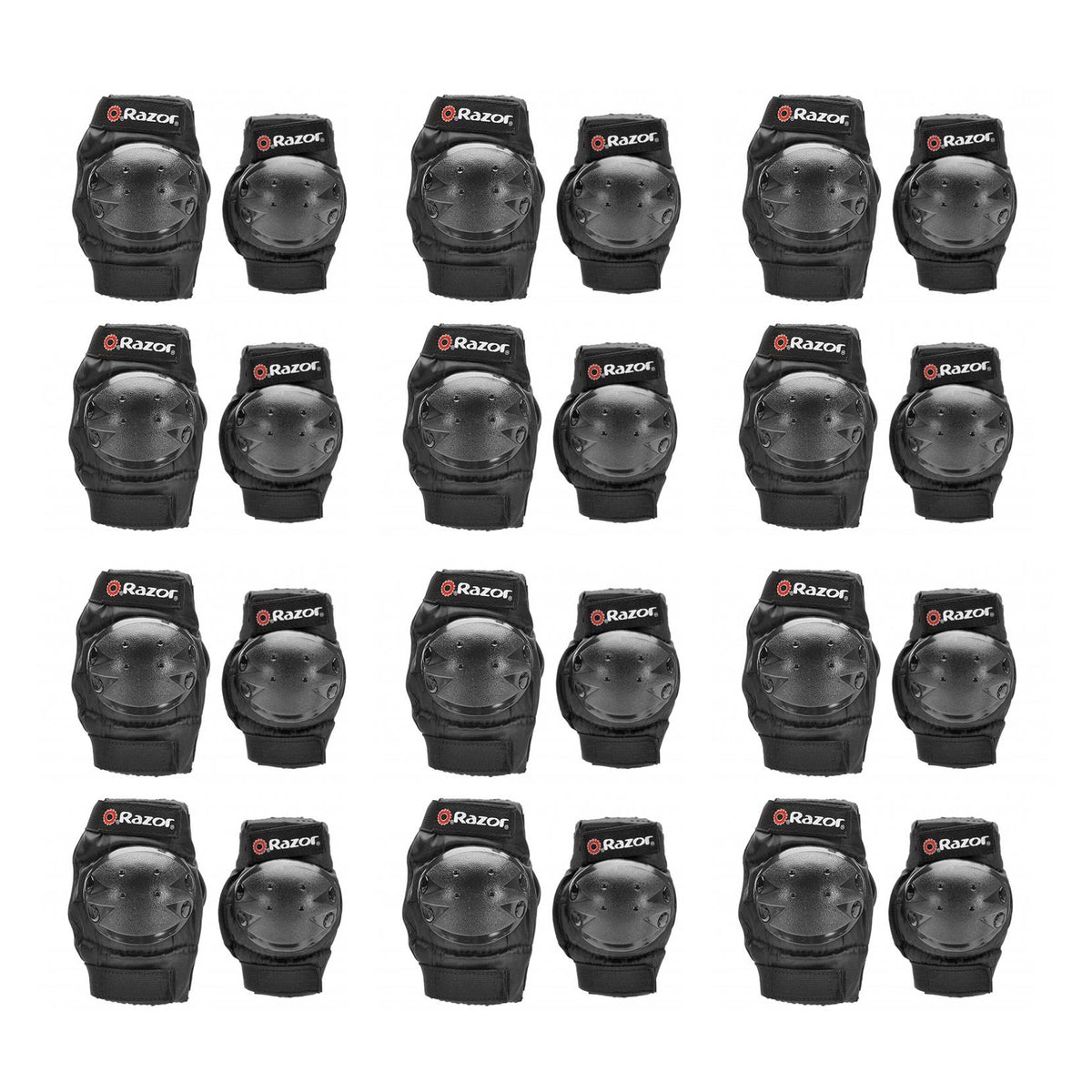 Razor Youth Multi-Sport (2) Elbow & (2) Knee Pad Safety Set - Black (6 Pack)