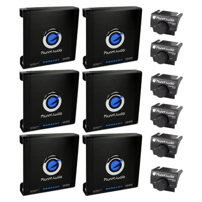Planet Audio 1500 Watt Mono Block Car Audio Amplifier with Remote (6 Pack)