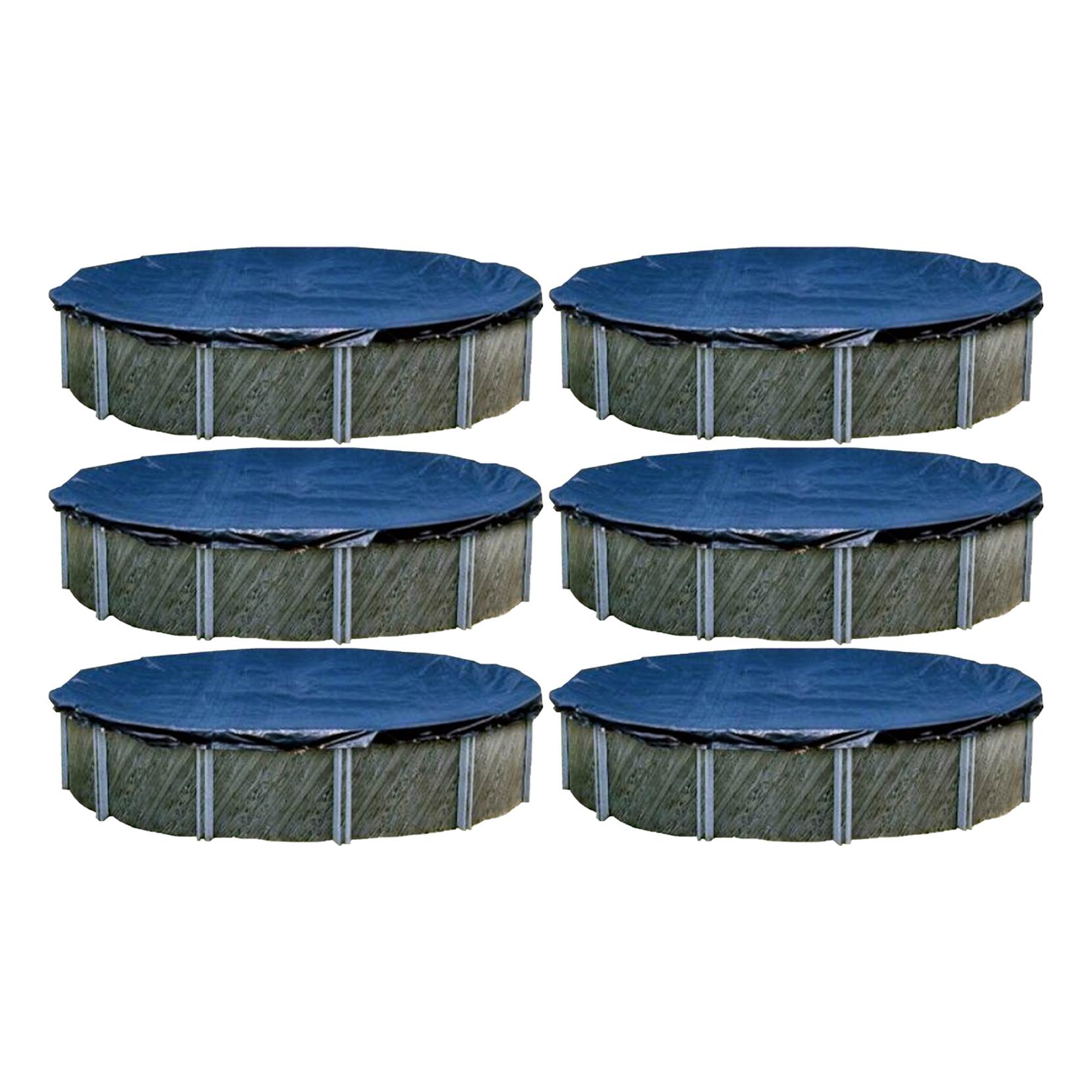 Swimline 33 Foot Heavy Duty Round Above Ground Winter Pool Cover, Blue (6 Pack)