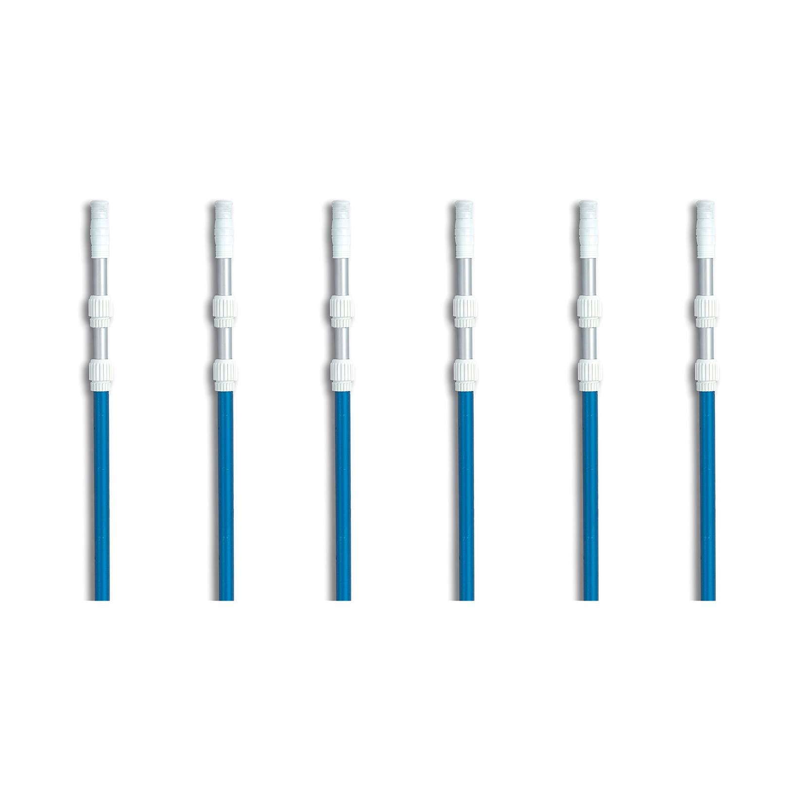 Swimming Pool 7' - 21' ft Telescopic 3 Piece Telescoping Vacuum Pole (6 Pack)
