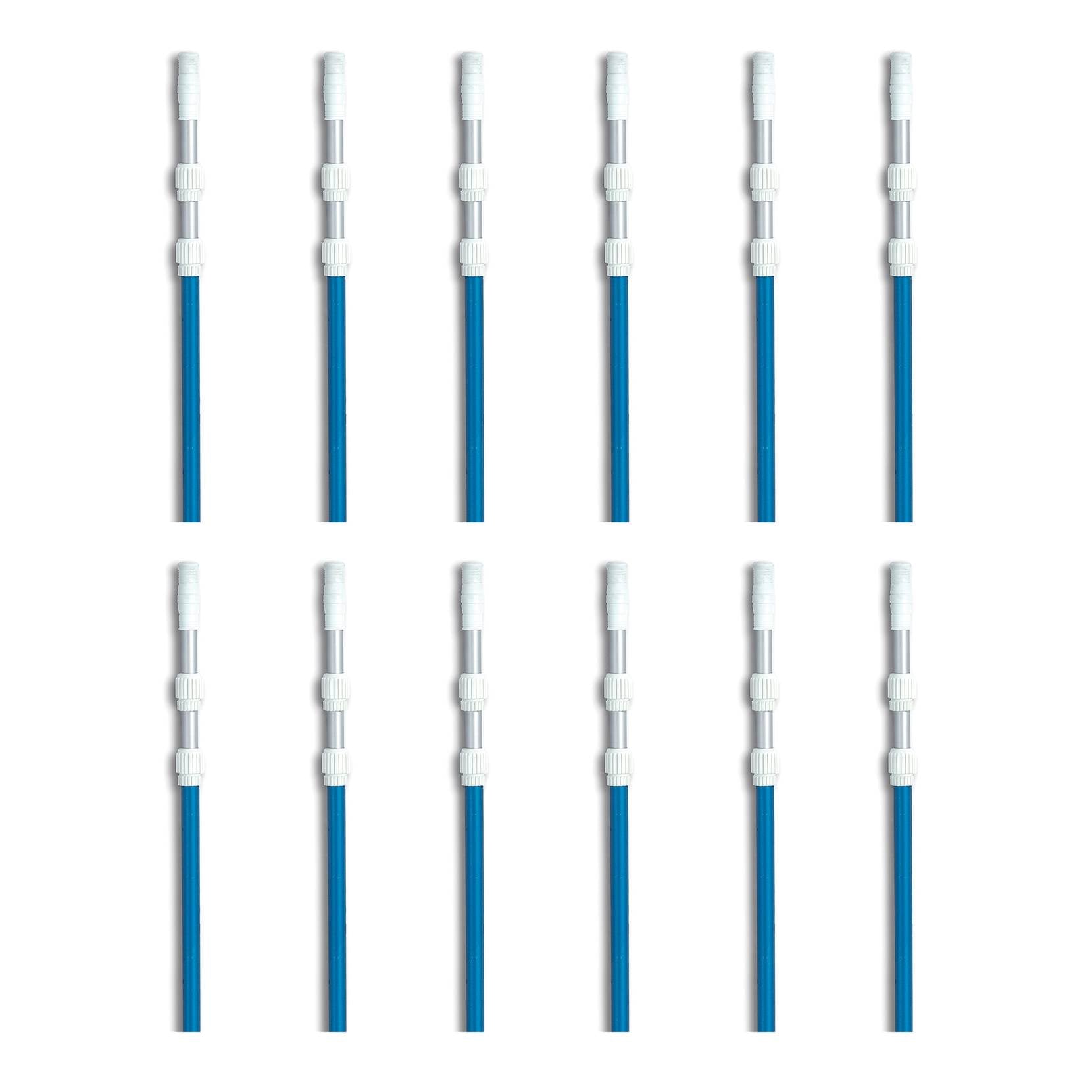 Swimming Pool 7' - 21' ft Telescopic 3 Piece Telescoping Vacuum Pole (12 Pack)