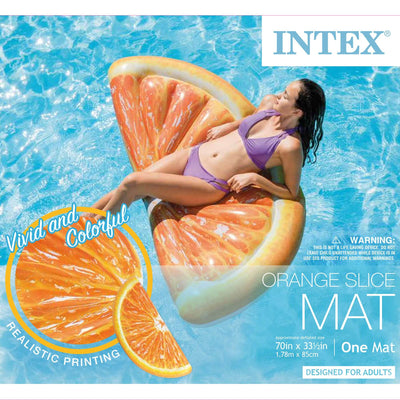 Intex Giant Inflatable 70 Inch Orange Slice Swimming Pool Float Raft (6 Pack)