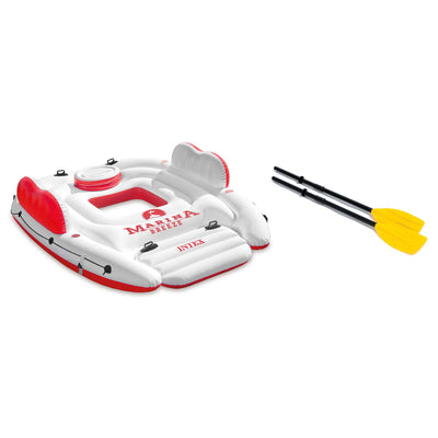 Intex Inflatable Marina Breeze Island Float Raft & 48-Inch French Boat Oars