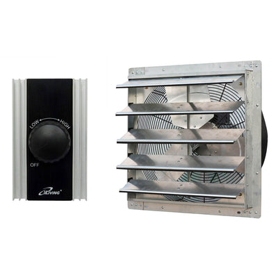 iLIVING Solid State Adjustable Fan Speed Controller & Steel Shutter Exhaust Fan