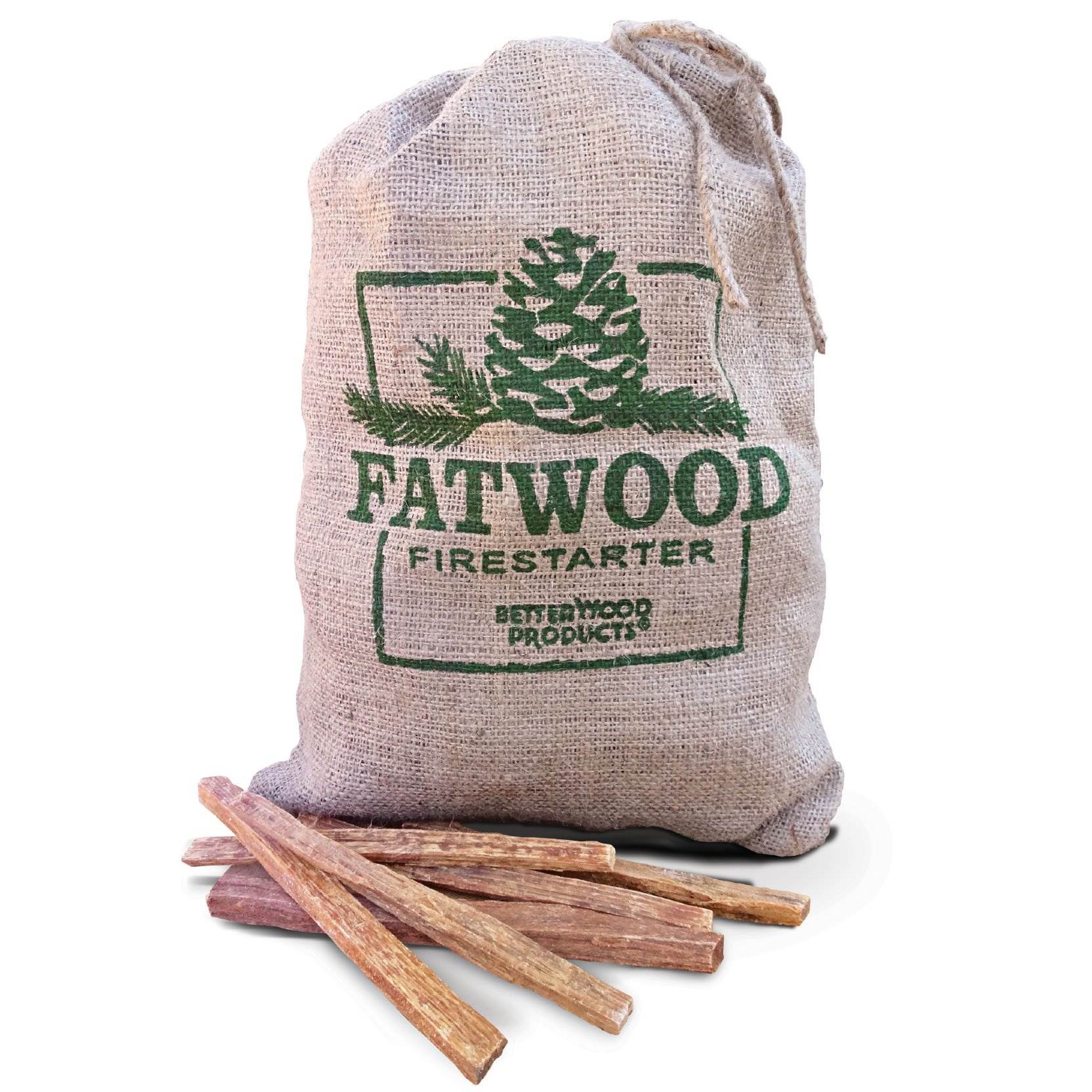 Betterwood Products Fatwood Firestarter 10 Pound Burlap Bag (4 Pack) - VMInnovations