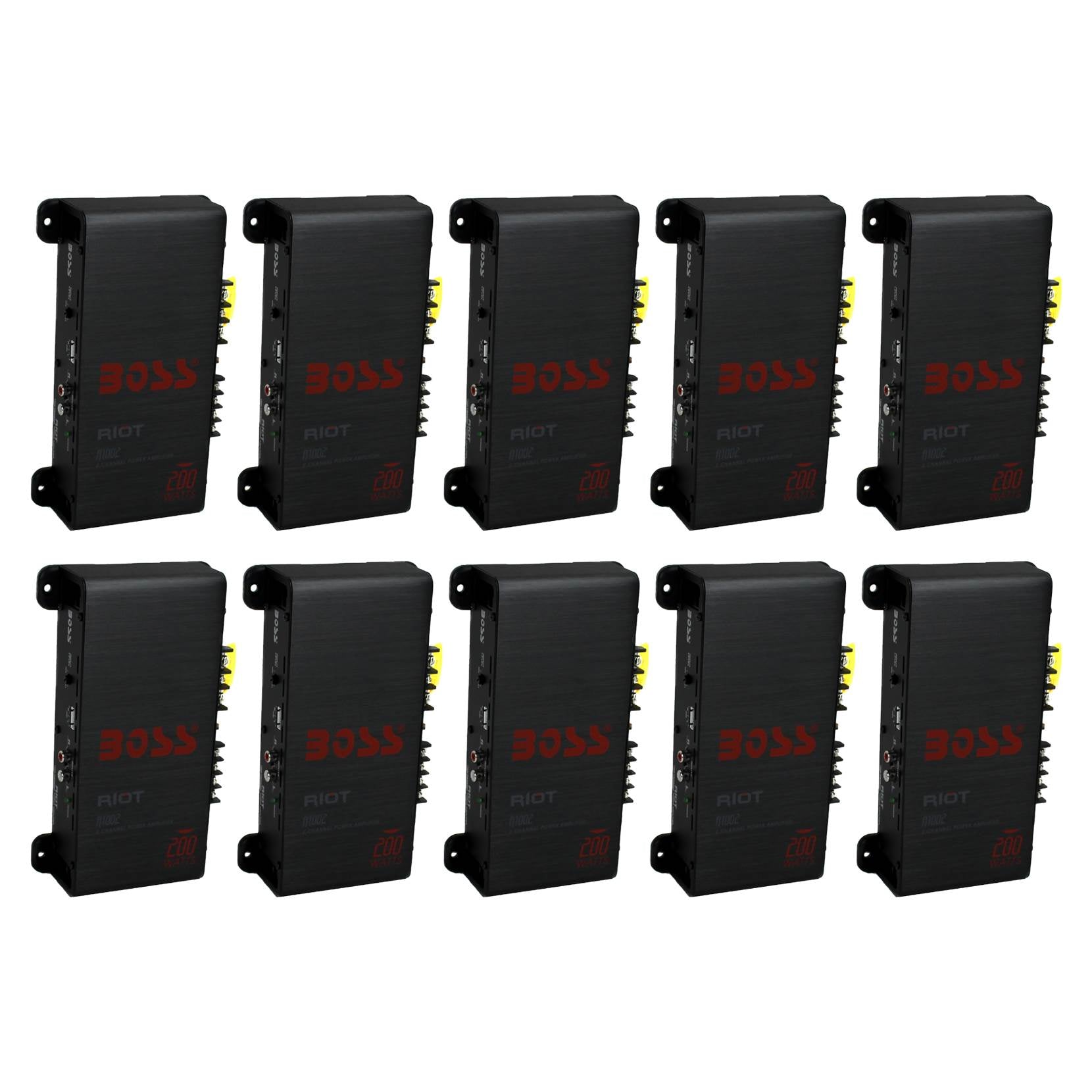 BOSS R1002 200W 2-Channel Car Audio High Power Amplifier Amp 200 Watts (10 Pack)