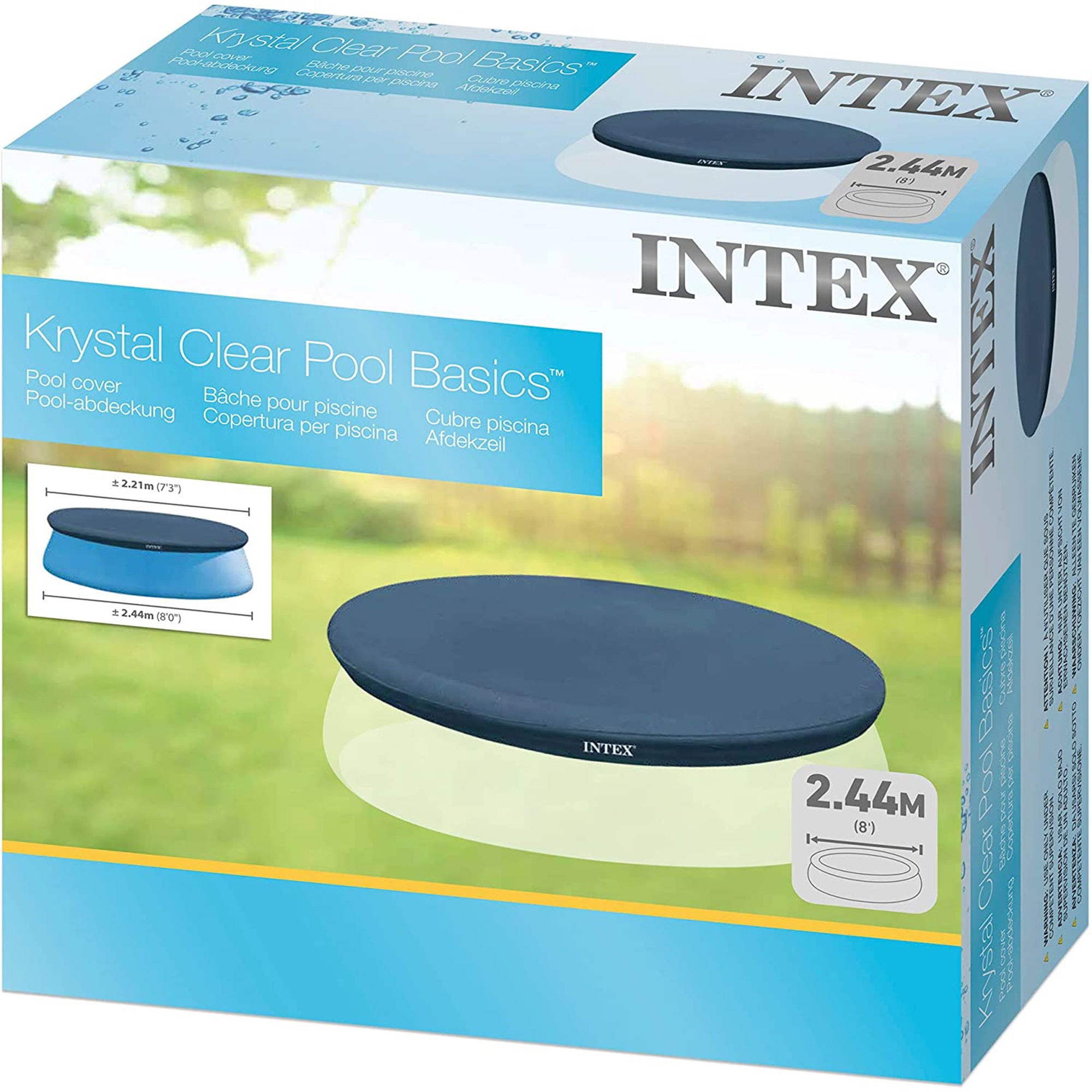 Intex 8' Round Cover for Above Ground Pools with 7" Floating Chlorine Dispenser - VMInnovations