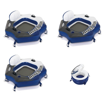 Intex River Run Connect Lounge Floating Water Tube (3 Pack) & Inflatable Cooler