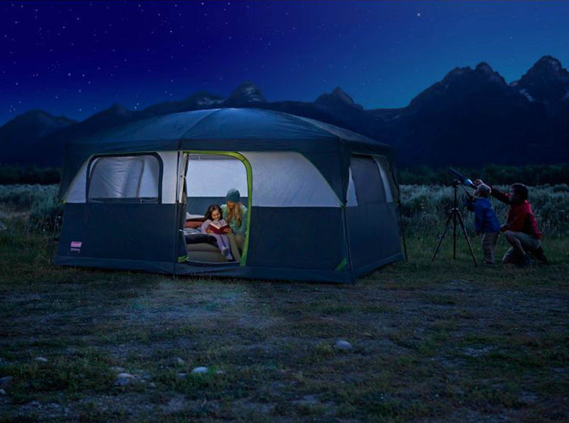 Coleman Prairie Breeze 9 Person Camping Tent w/Fan & Light | 14 x 10&