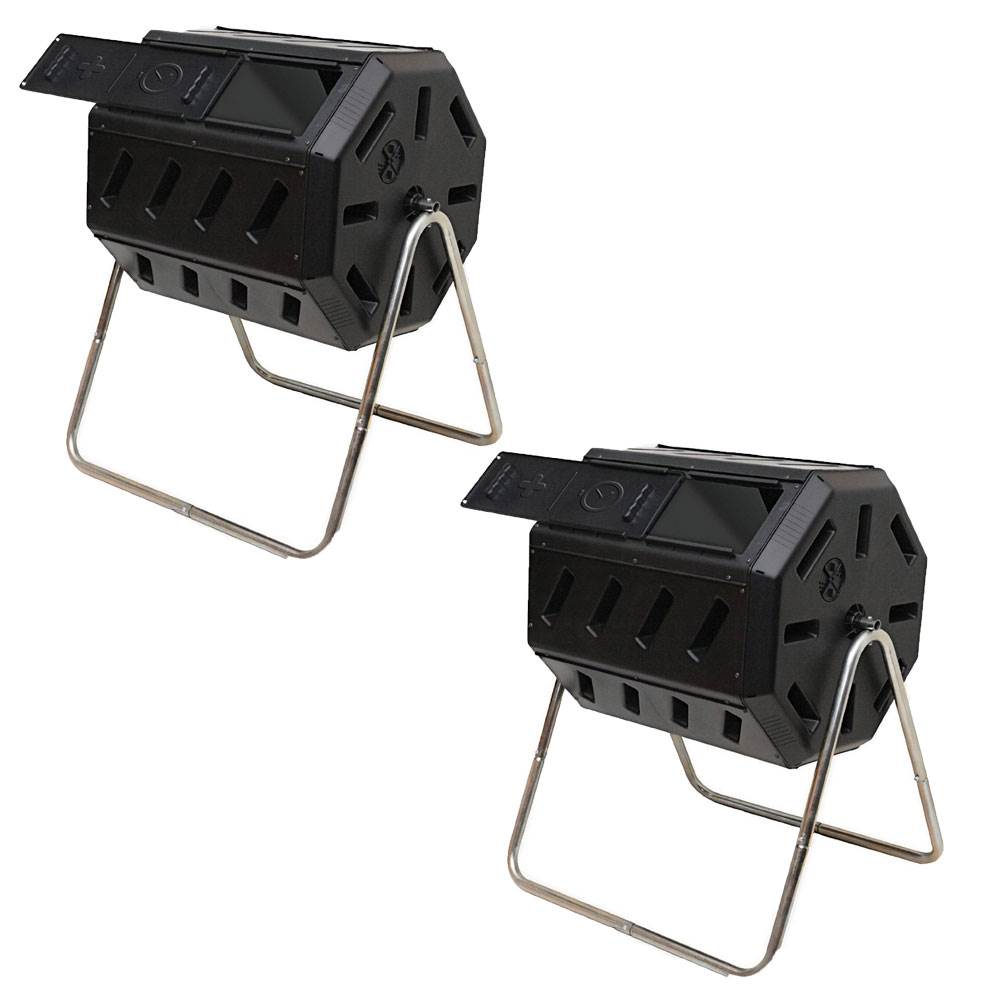 FCMP Outdoor 37 Gallon Elevated Dual Chamber Tumbling Garden Compost Bin(2 Pack) - VMInnovations
