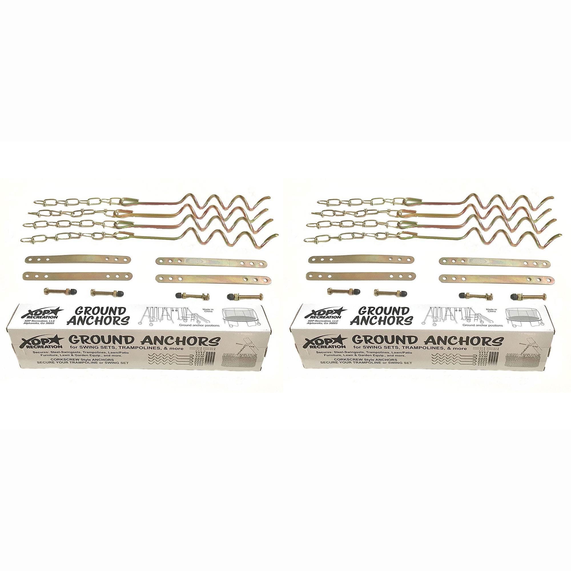 XDP Recreation Swing Set Trampoline & Patio Metal Ground Anchor Kit (2 Pack)