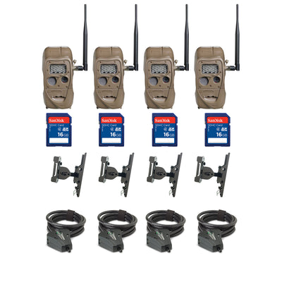 Game Camera (4 Pk) + SD Card (4 Pk) + Mount (4 Pk) + Security Cable (4 Pk)