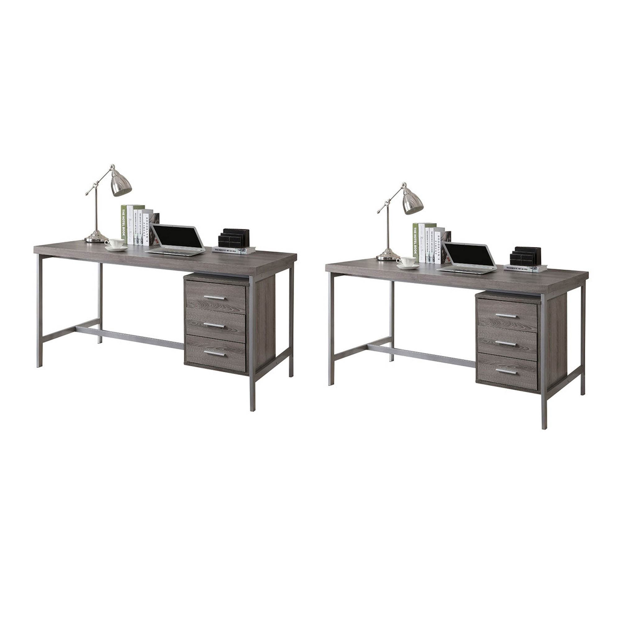 Monarch Specialties 60" Contemporary Office Computer Desk, Dark Taupe (2 Pack)