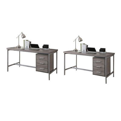 Monarch Specialties 60" Contemporary Office Computer Desk, Dark Taupe (2 Pack)