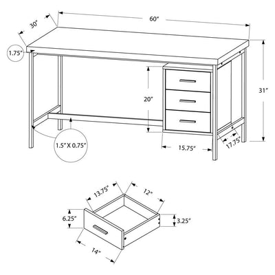 Monarch Specialties 60" Contemporary Office Computer Desk, Dark Taupe (2 Pack)
