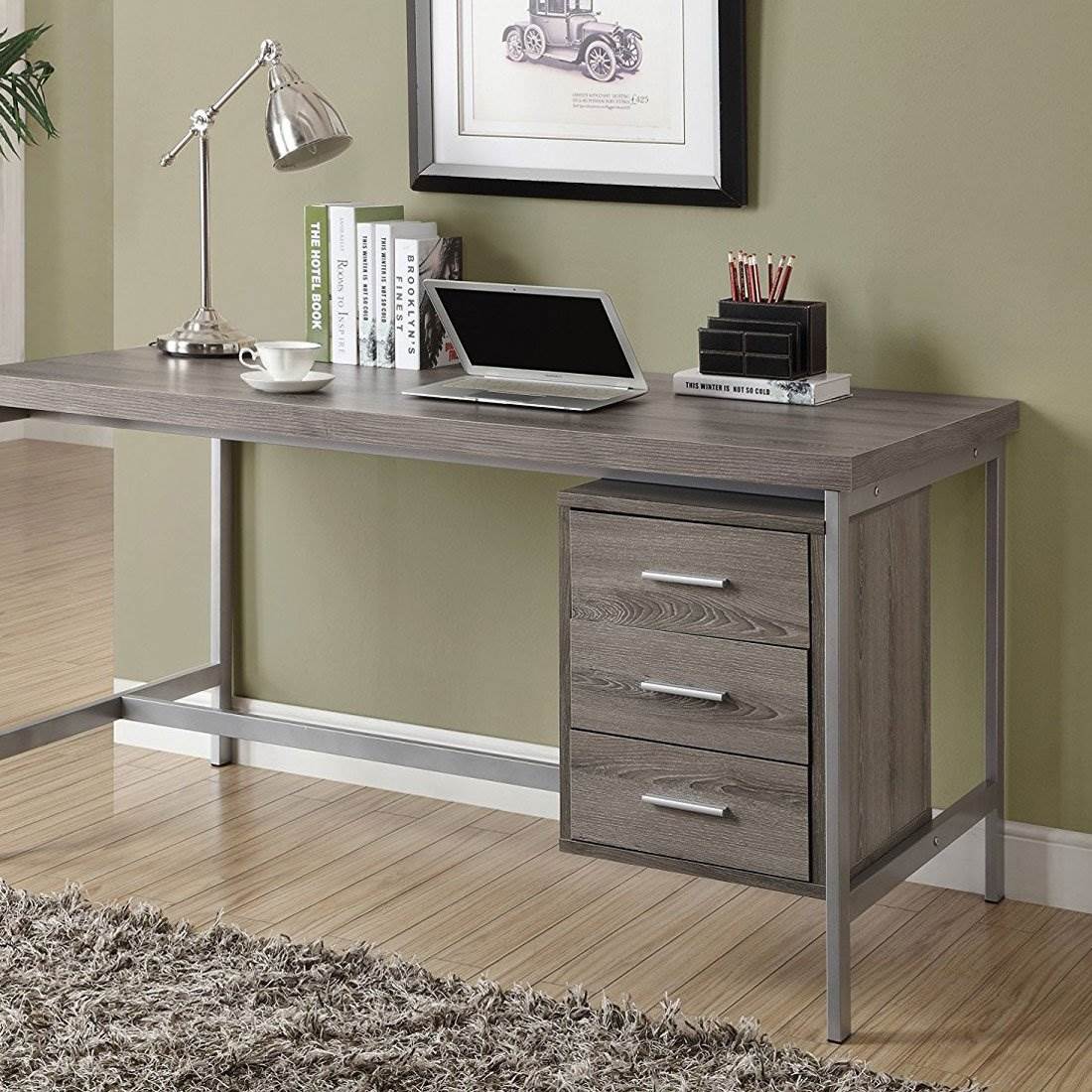 Monarch Specialties 60" Contemporary Office Computer Desk, Dark Taupe (2 Pack)