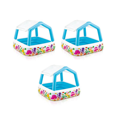 Intex 5.12ft x 5.12ft x 48in Inflatable Ocean Kids Pool with Canopy (3 Pack) - VMInnovations