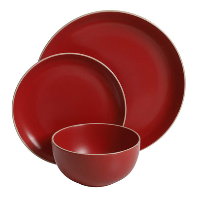Gibson Rockaway 12Pc Matte Stoneware Dinnerware Set, Plates and Bowls (Open Box)