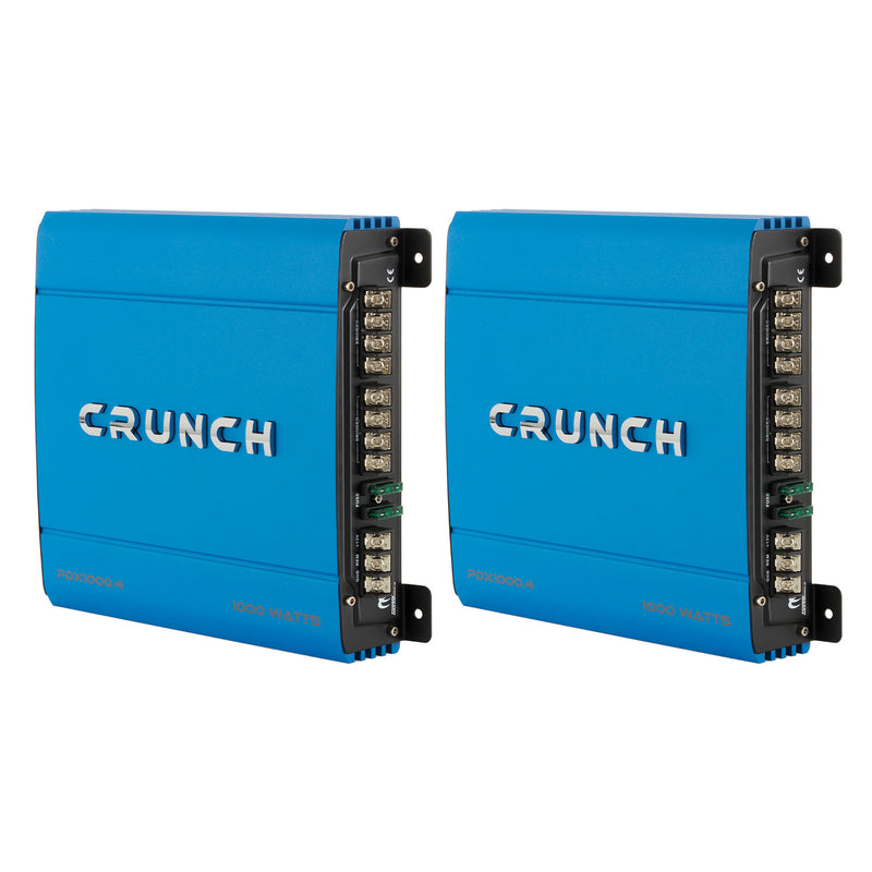Crunch PowerDriveX 1000 Watt 4 Channel Blue A/B Car Stereo Amplifier (2 Pack)