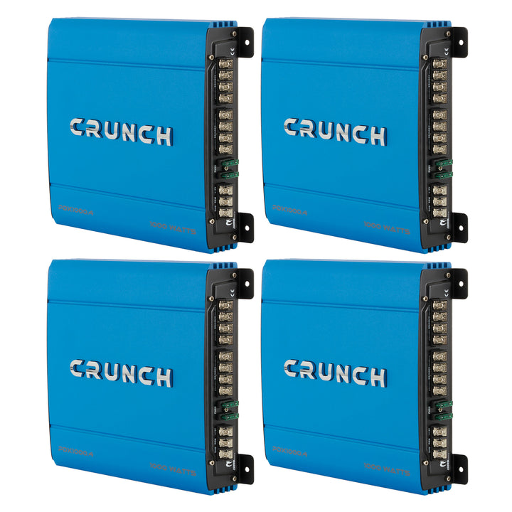 Crunch PowerDriveX 1000 Watt 4 Channel Blue A/B Car Stereo Amplifier (4 Pack)