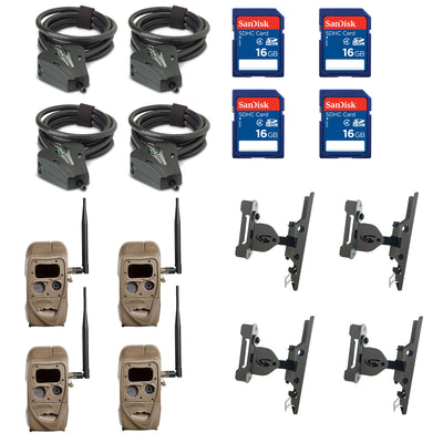 Cuddeback Game Cameras (4) & Memory Cards (4) & Mounts (4) & Security Cables (4)