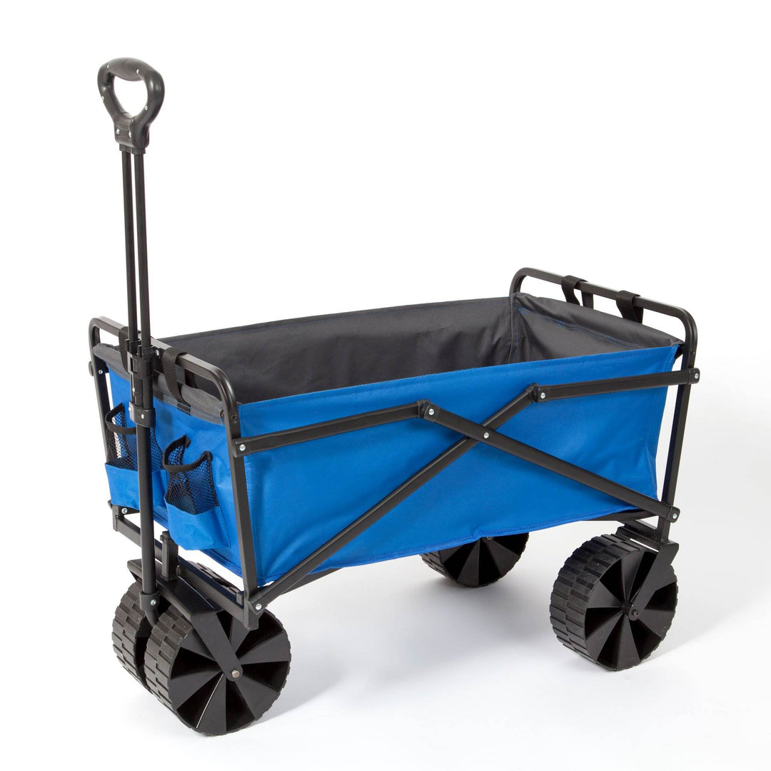 Seina Powder Coated Steel Collapsible Garden Cart Wagon, Blue & Grey (2 Pack)