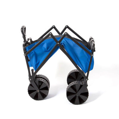 Seina Powder Coated Steel Collapsible Garden Cart Wagon, Blue & Grey (2 Pack) - VMInnovations