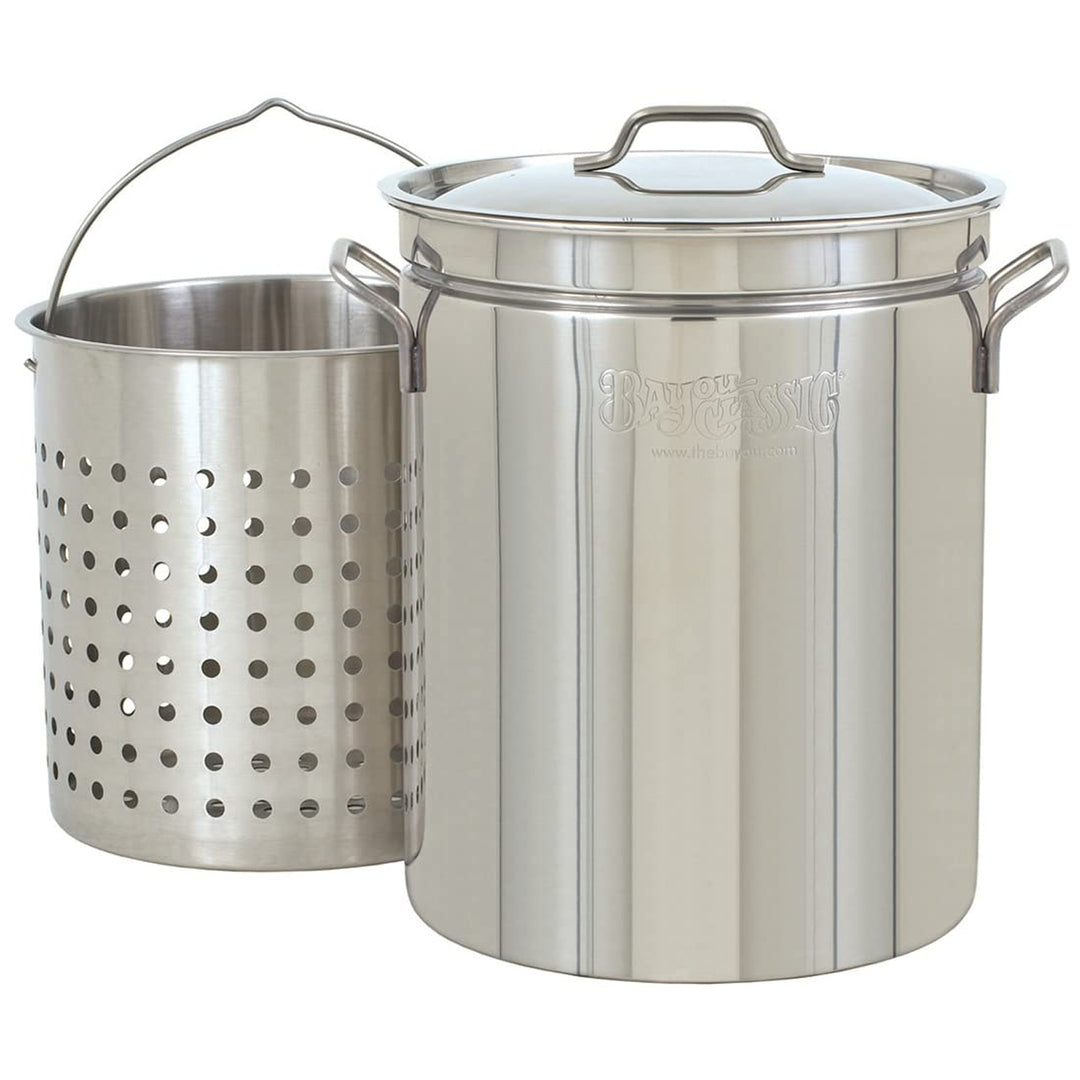 Bayou Classic 44 Qt Stainless Steel Stock Pot with Steamer Basket (Open Box)