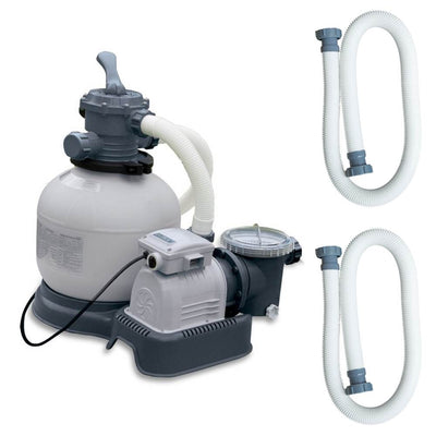 Intex Krystal Clear 2800 GPH Pool Sand Filter Pump & Replacement Hoses (2 Pack)