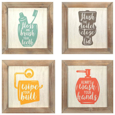 Stratton Home Decor "Floss, Flush, Wipe, Wash" Cute Bathroom Wall Art (Used)